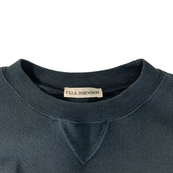 Ulla Johnson Ava Pullover Sweatshirt P US/0 XS Onyx Puff Shoulder